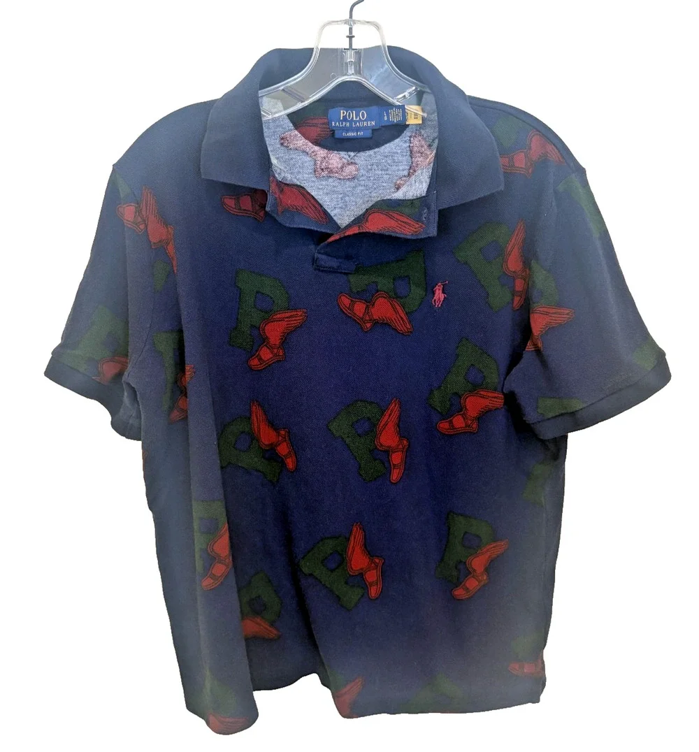 Polo Ralph Lauren Men’s L P-Wing Navy Mesh 100% Cotton Polo Shirt Classic Fit